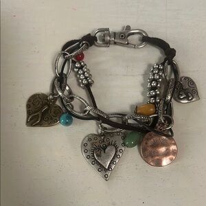 Heart Charm Bracelet with Silver and Gold Accents